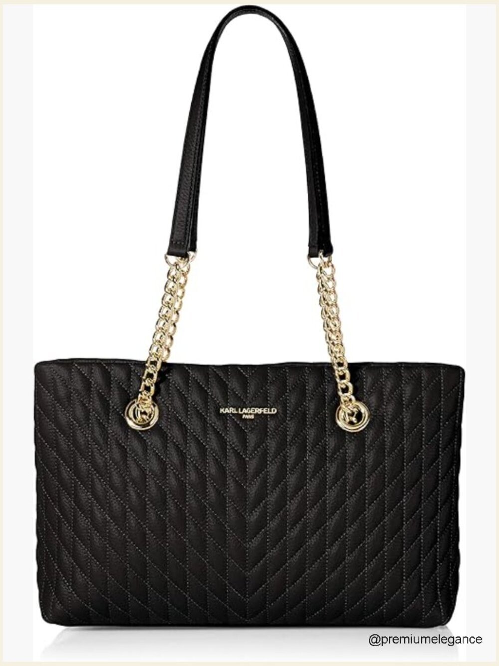 Lamb Leather Quilted Chain Tote Bag with Gold Hardware